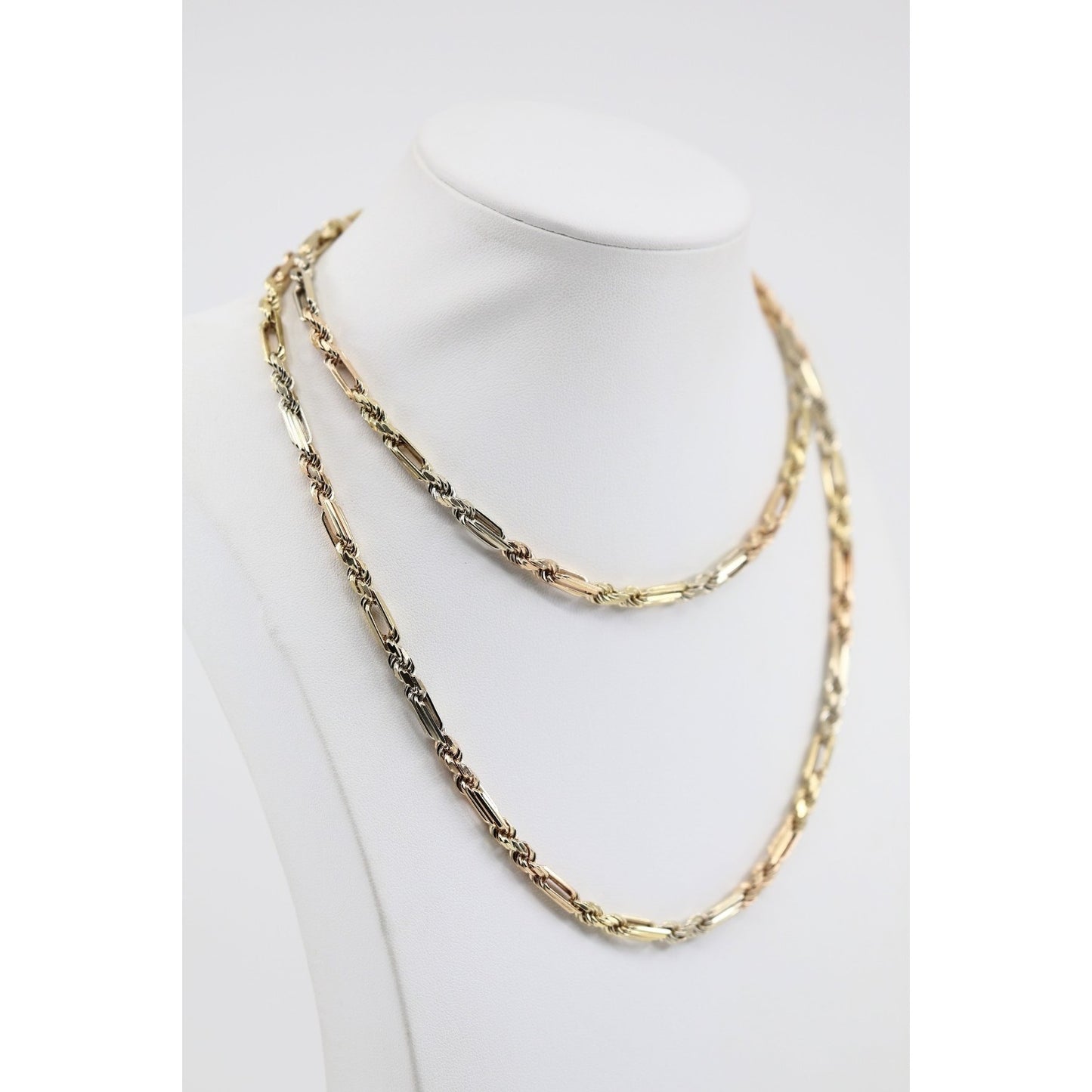 14K Tri Tone Gold Milano Rope Chain Necklace