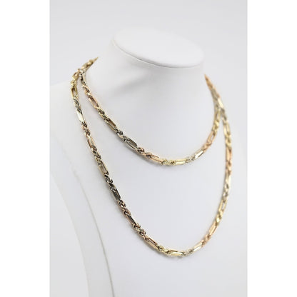 14K Tri Tone Gold Milano Rope Chain Necklace