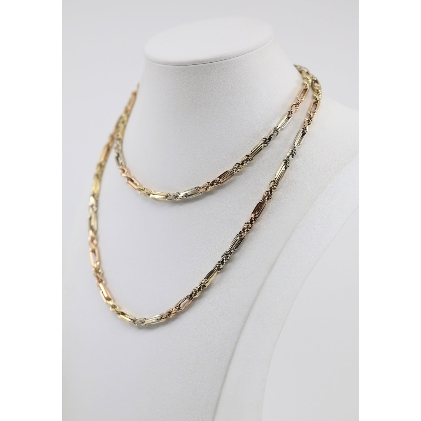 14K Tri Tone Gold Milano Rope Chain Necklace
