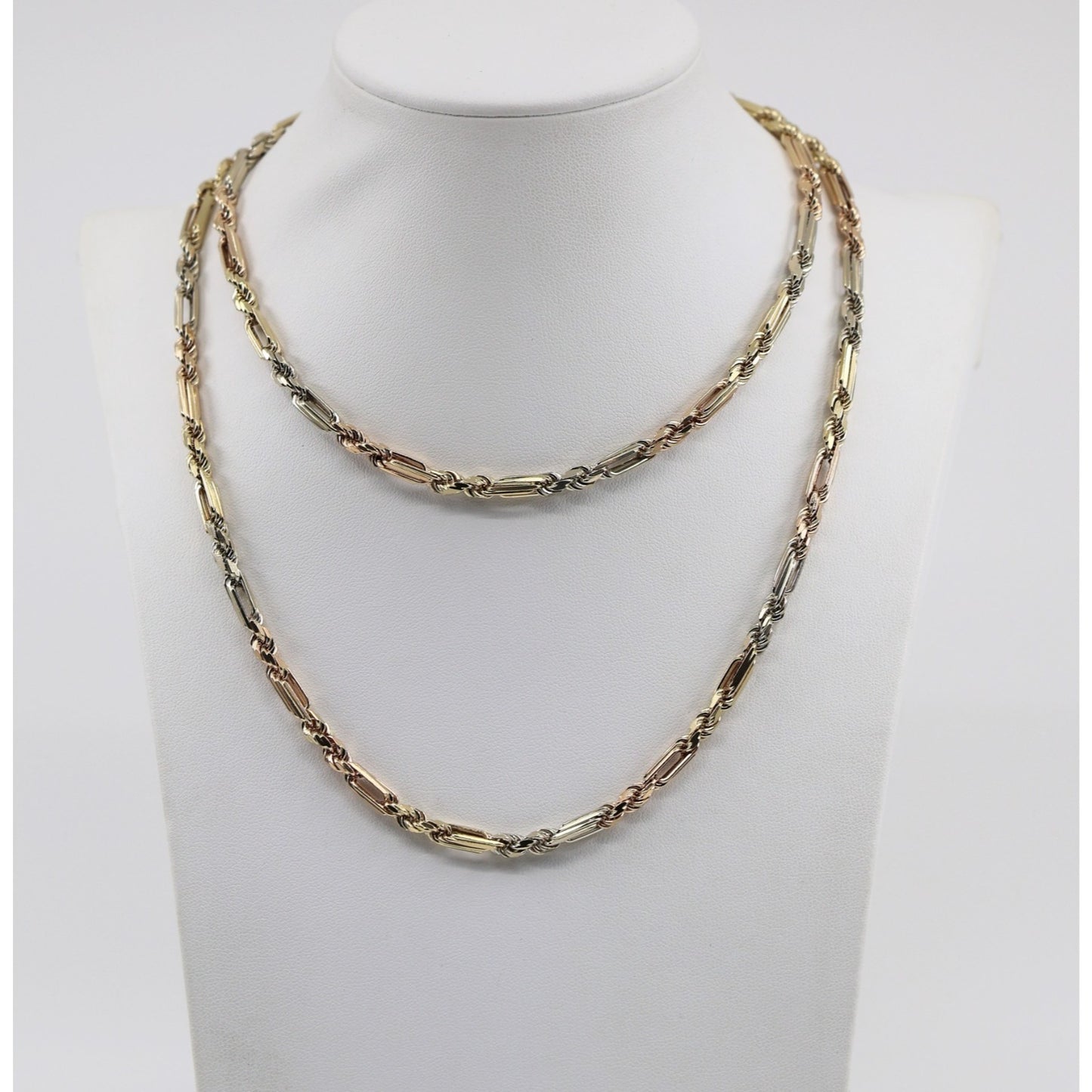 14K Tri Tone Gold Milano Rope Chain Necklace