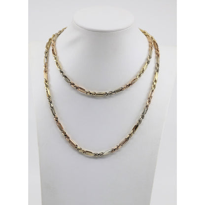 14K Tri Tone Gold Milano Rope Chain Necklace