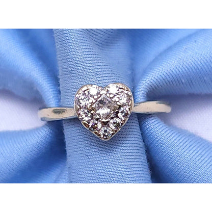 14K White Gold Diamond Heart Ring