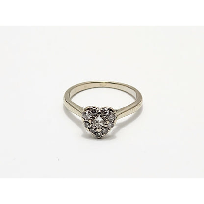 14K White Gold Diamond Heart Ring
