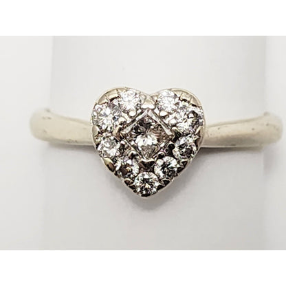 14K White Gold Diamond Heart Ring
