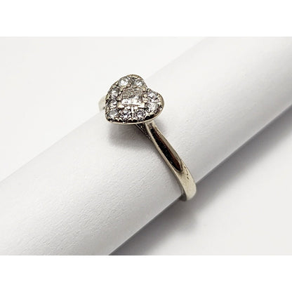 14K White Gold Diamond Heart Ring