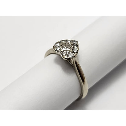 14K White Gold Diamond Heart Ring