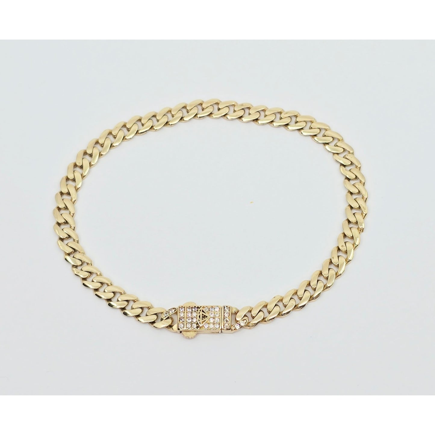 14K Yellow Gold Cuban Link CZ Bracelet