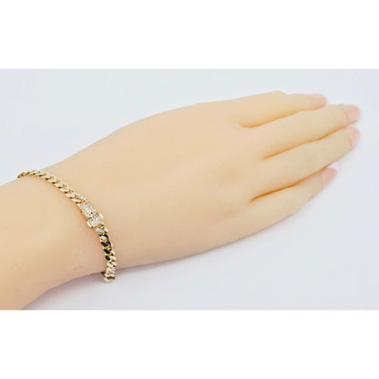 14K Yellow Gold Cuban Link CZ Bracelet