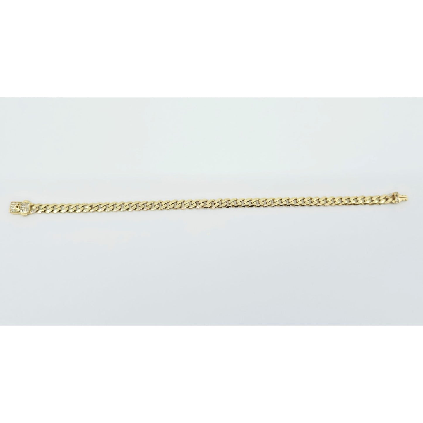 14K Yellow Gold Cuban Link CZ Bracelet