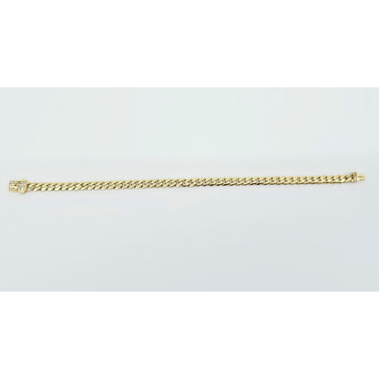 14K Yellow Gold Cuban Link CZ Bracelet