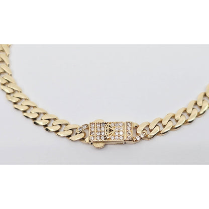 14K Yellow Gold Cuban Link CZ Bracelet