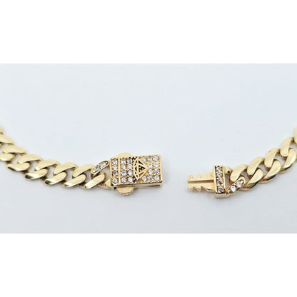 14K Yellow Gold Cuban Link CZ Bracelet