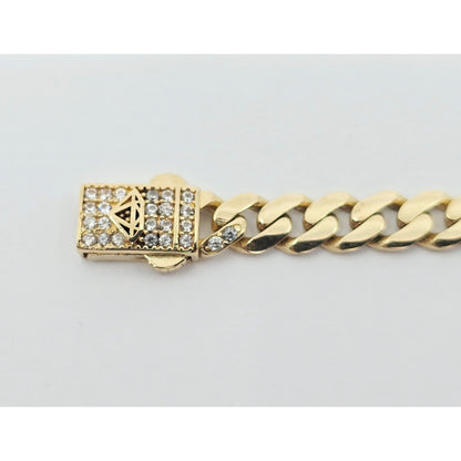 14K Yellow Gold Cuban Link CZ Bracelet