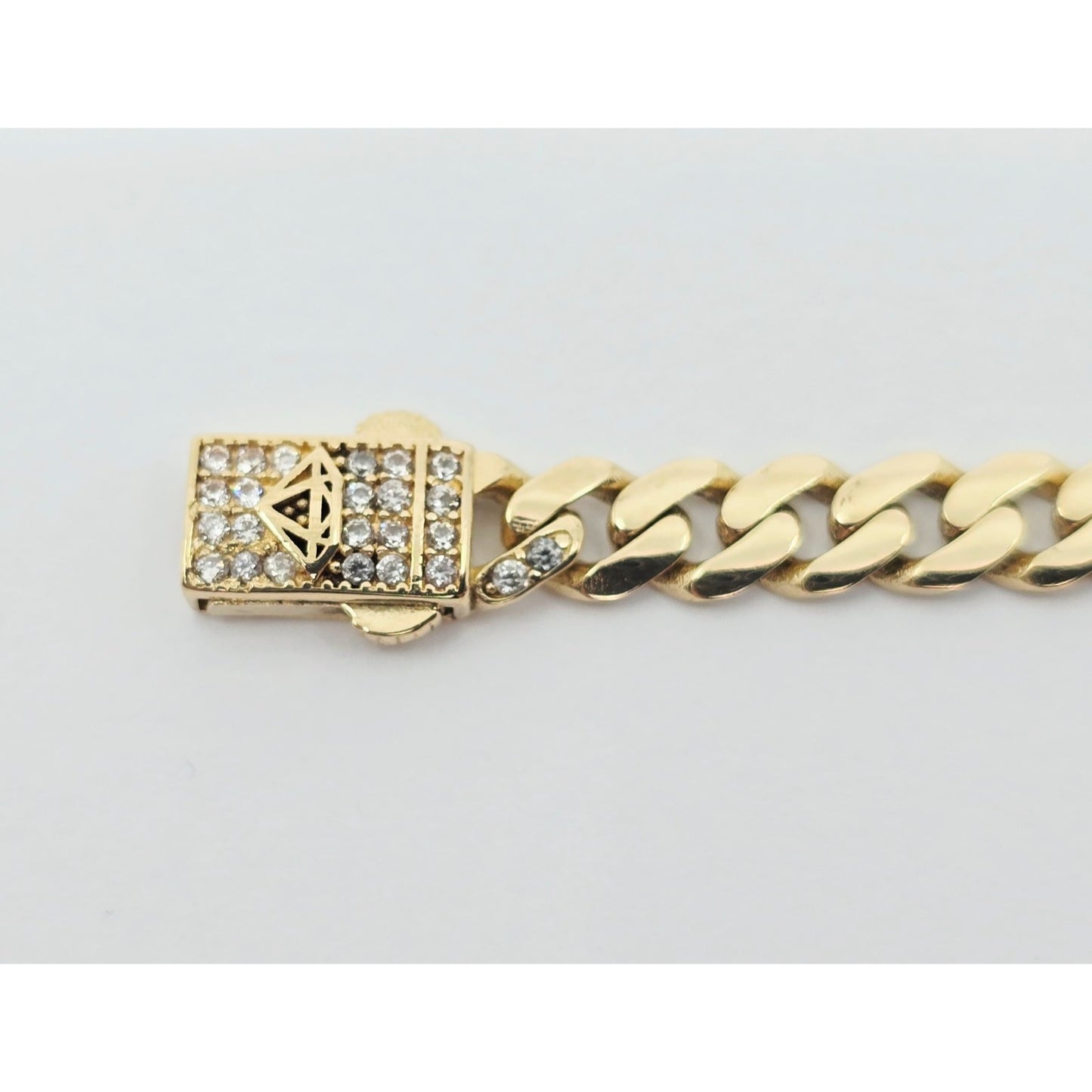 14K Yellow Gold Cuban Link CZ Bracelet