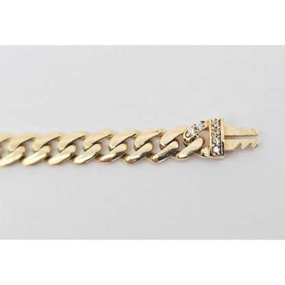 14K Yellow Gold Cuban Link CZ Bracelet