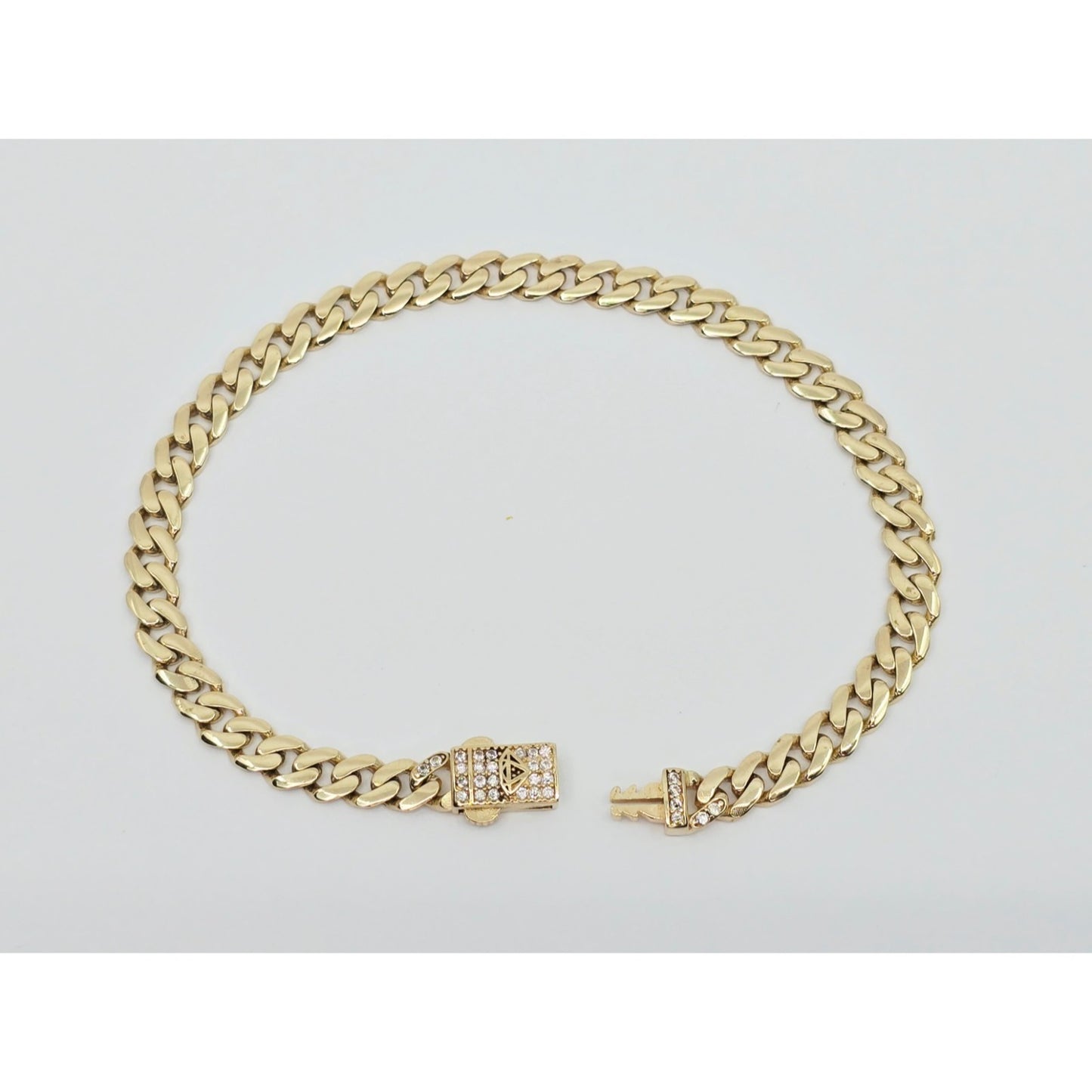 14K Yellow Gold Cuban Link CZ Bracelet