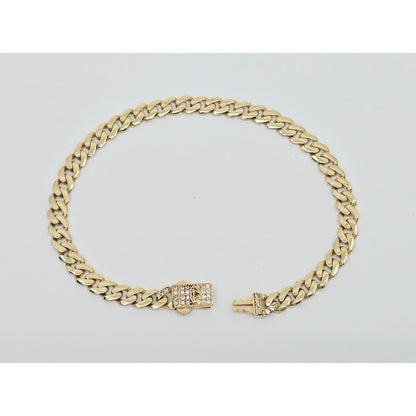 14K Yellow Gold Cuban Link CZ Bracelet