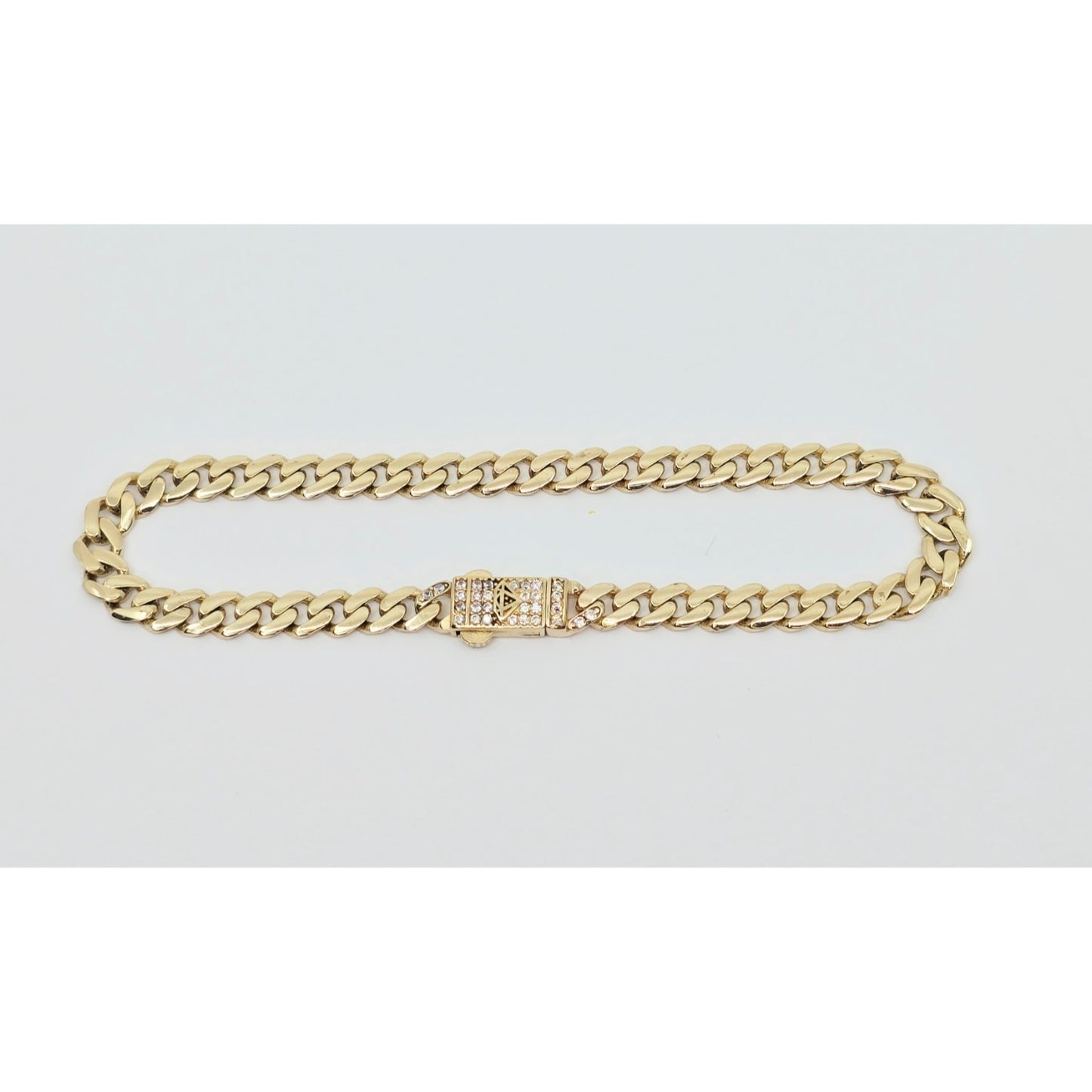 14K Yellow Gold Cuban Link CZ Bracelet