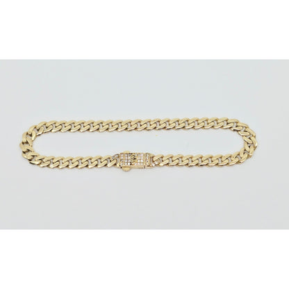 14K Yellow Gold Cuban Link CZ Bracelet