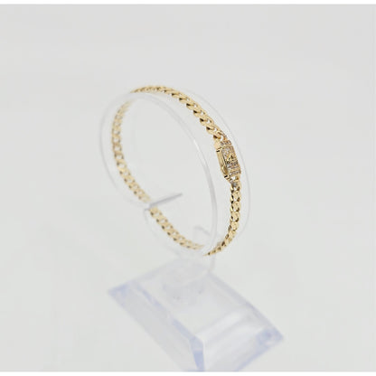 14K Yellow Gold Cuban Link CZ Bracelet