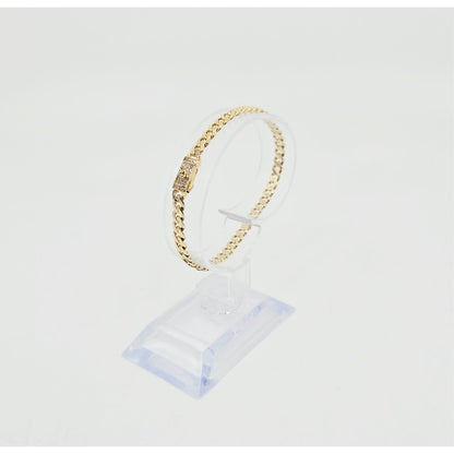 14K Yellow Gold Cuban Link CZ Bracelet