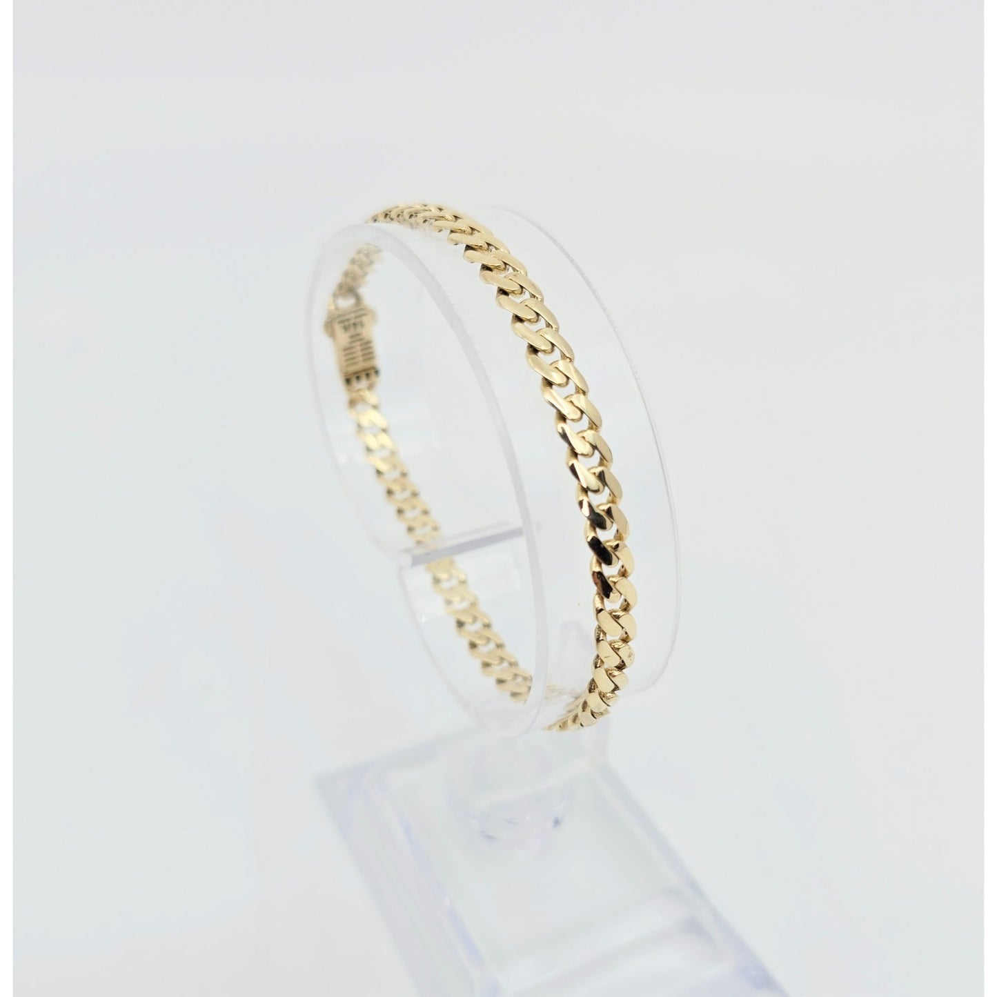 14K Yellow Gold Cuban Link CZ Bracelet