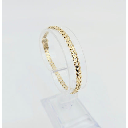 14K Yellow Gold Cuban Link CZ Bracelet