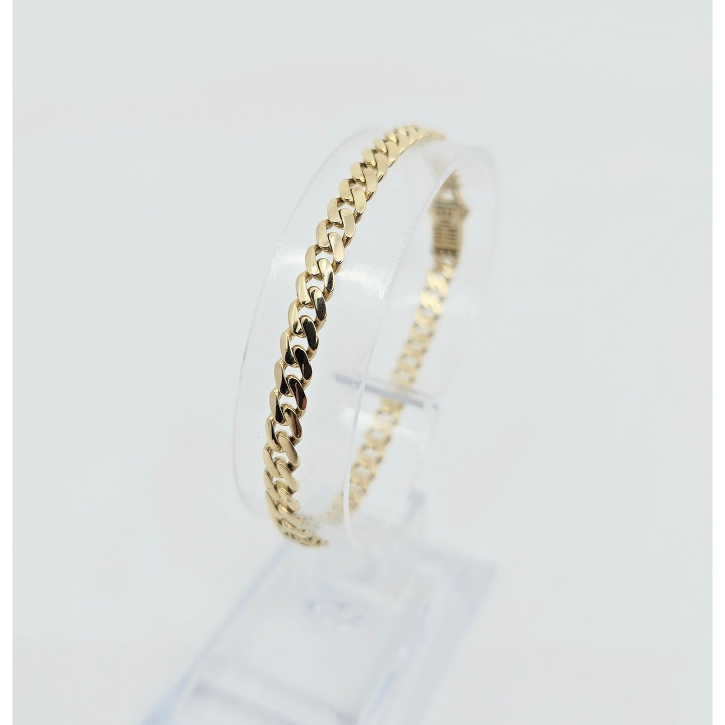 14K Yellow Gold Cuban Link CZ Bracelet
