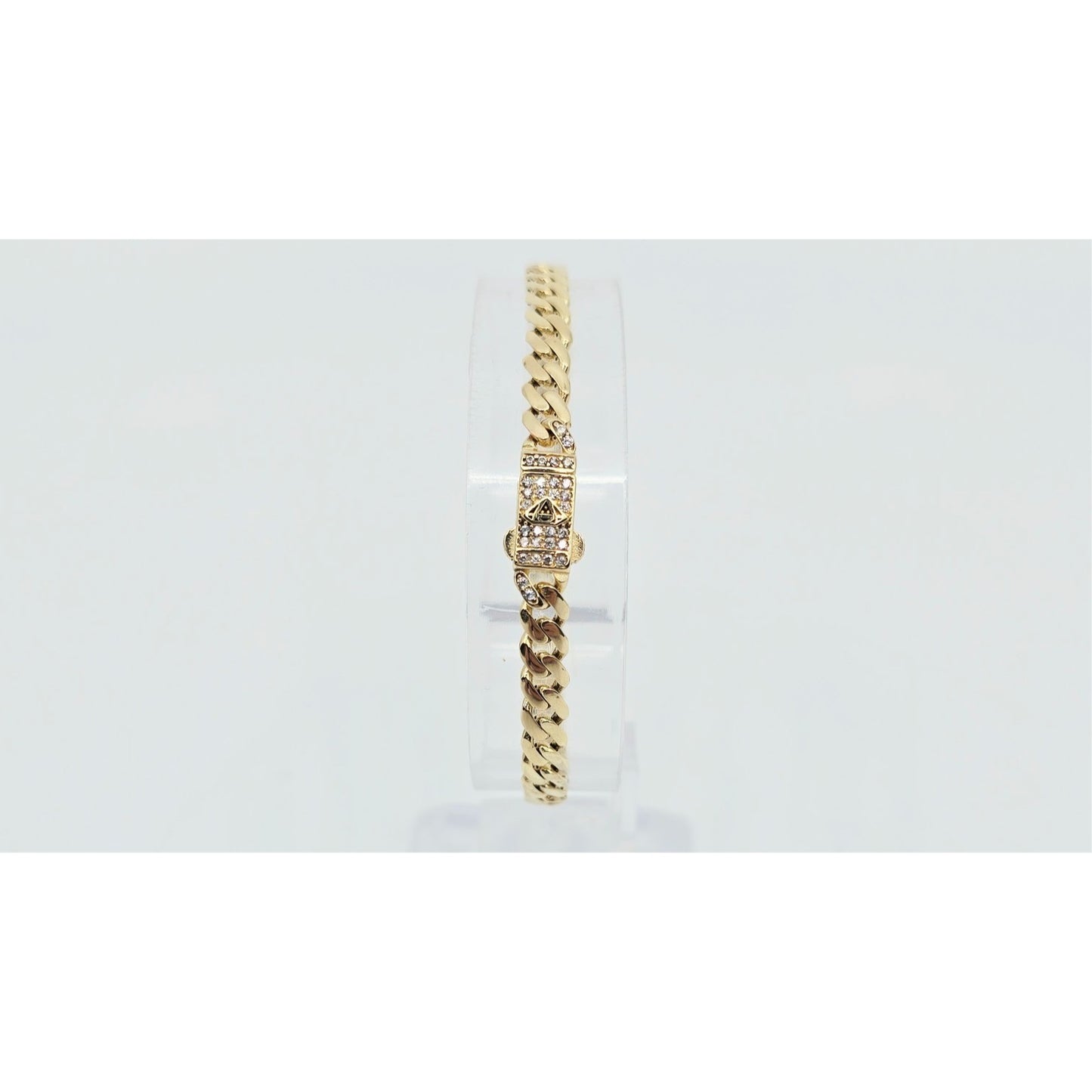 14K Yellow Gold Cuban Link CZ Bracelet