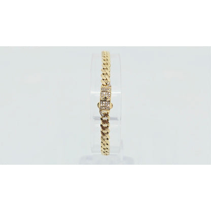 14K Yellow Gold Cuban Link CZ Bracelet