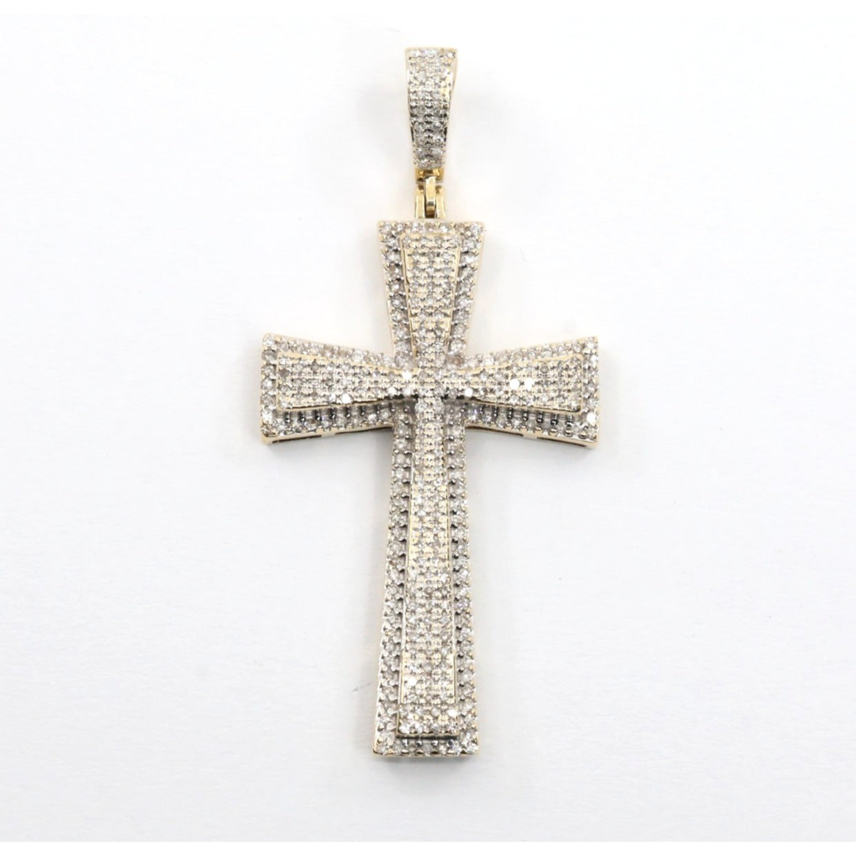 10K Two Tone Gold Diamond Cross Pendant Charm