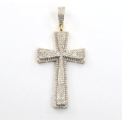 10K Two Tone Gold Diamond Cross Pendant Charm