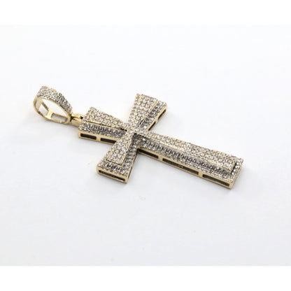 10K Two Tone Gold Diamond Cross Pendant Charm
