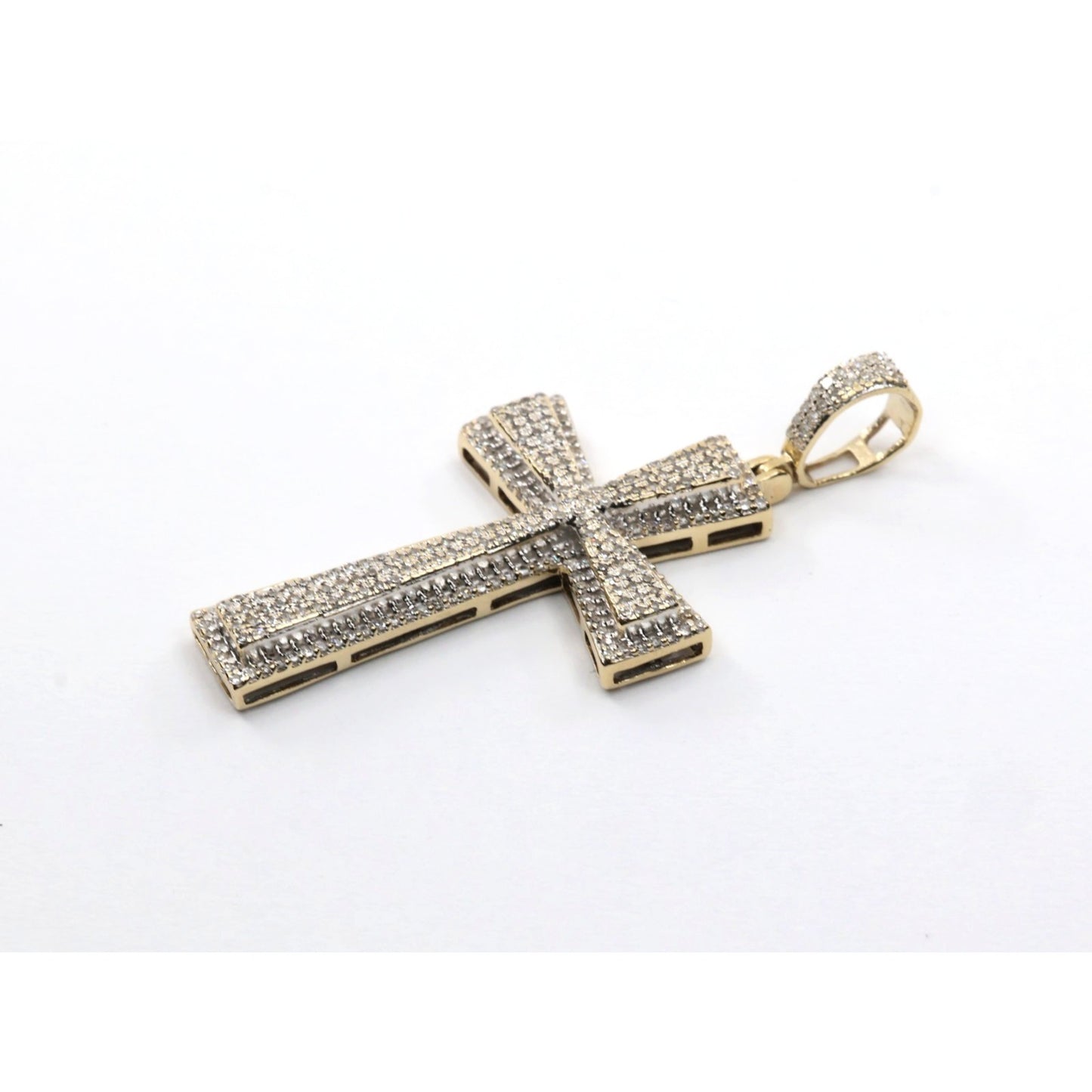 10K Two Tone Gold Diamond Cross Pendant Charm