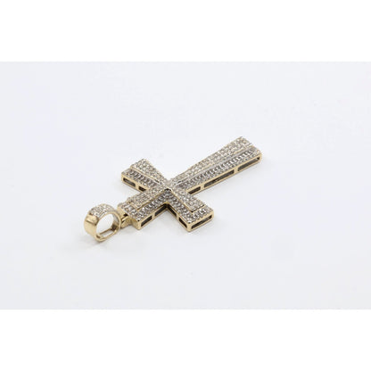 10K Two Tone Gold Diamond Cross Pendant Charm