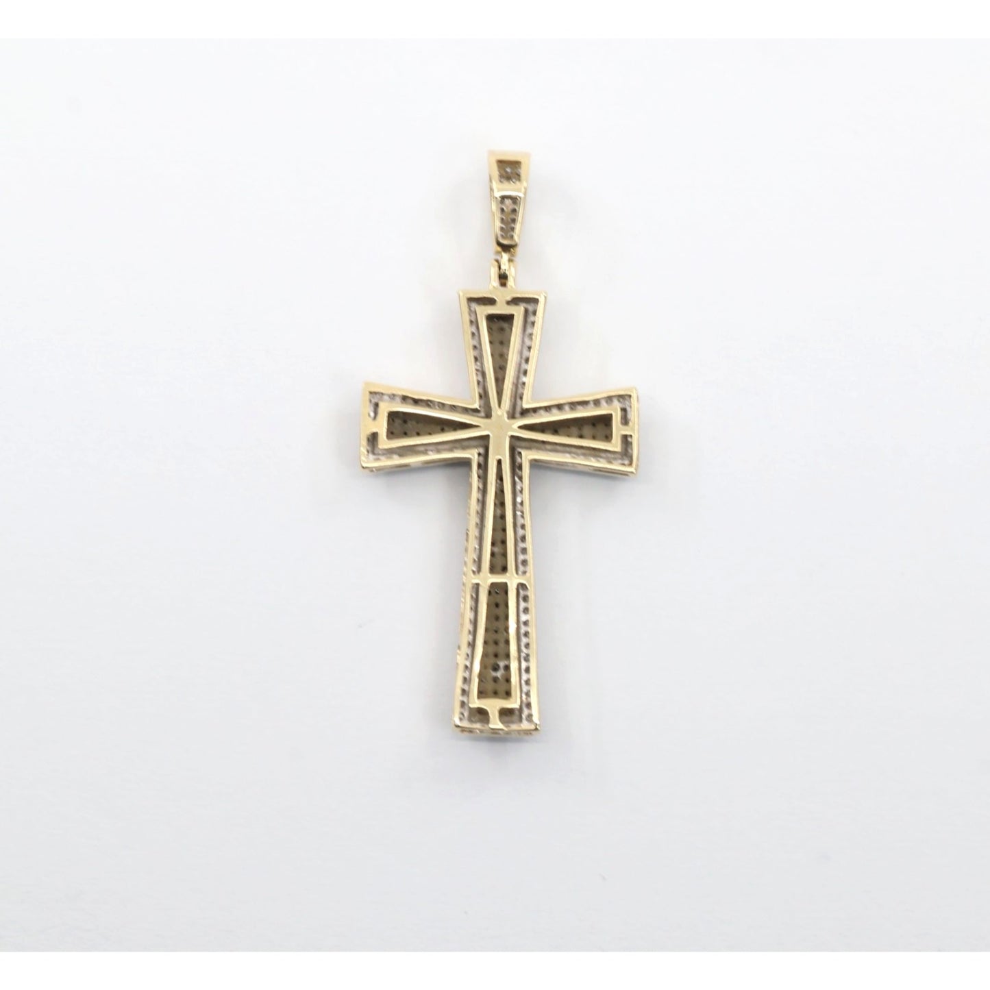 10K Two Tone Gold Diamond Cross Pendant Charm
