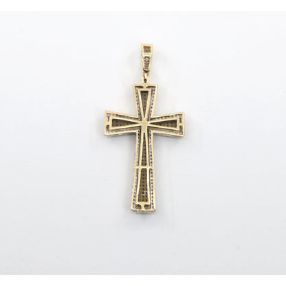 10K Two Tone Gold Diamond Cross Pendant Charm