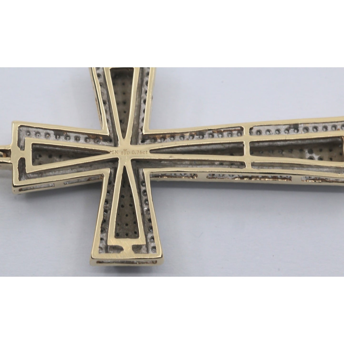 10K Two Tone Gold Diamond Cross Pendant Charm