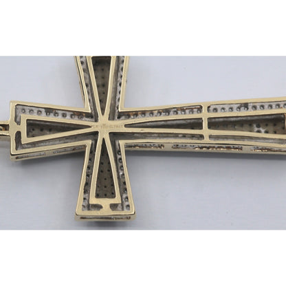 10K Two Tone Gold Diamond Cross Pendant Charm