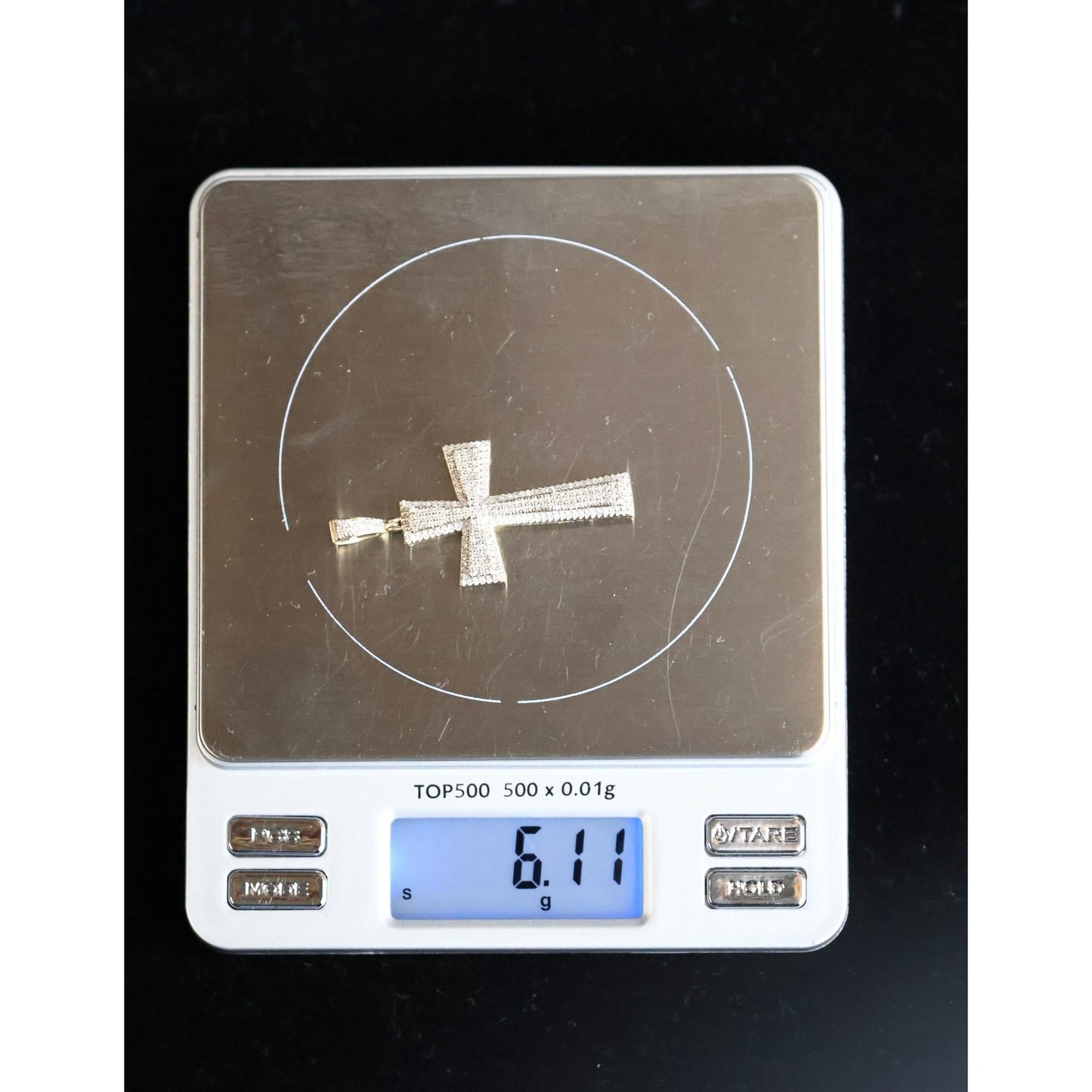 10K Two Tone Gold Diamond Cross Pendant Charm