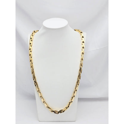Large Heavy 18K Yellow Gold Fancy Link Chain Necklace