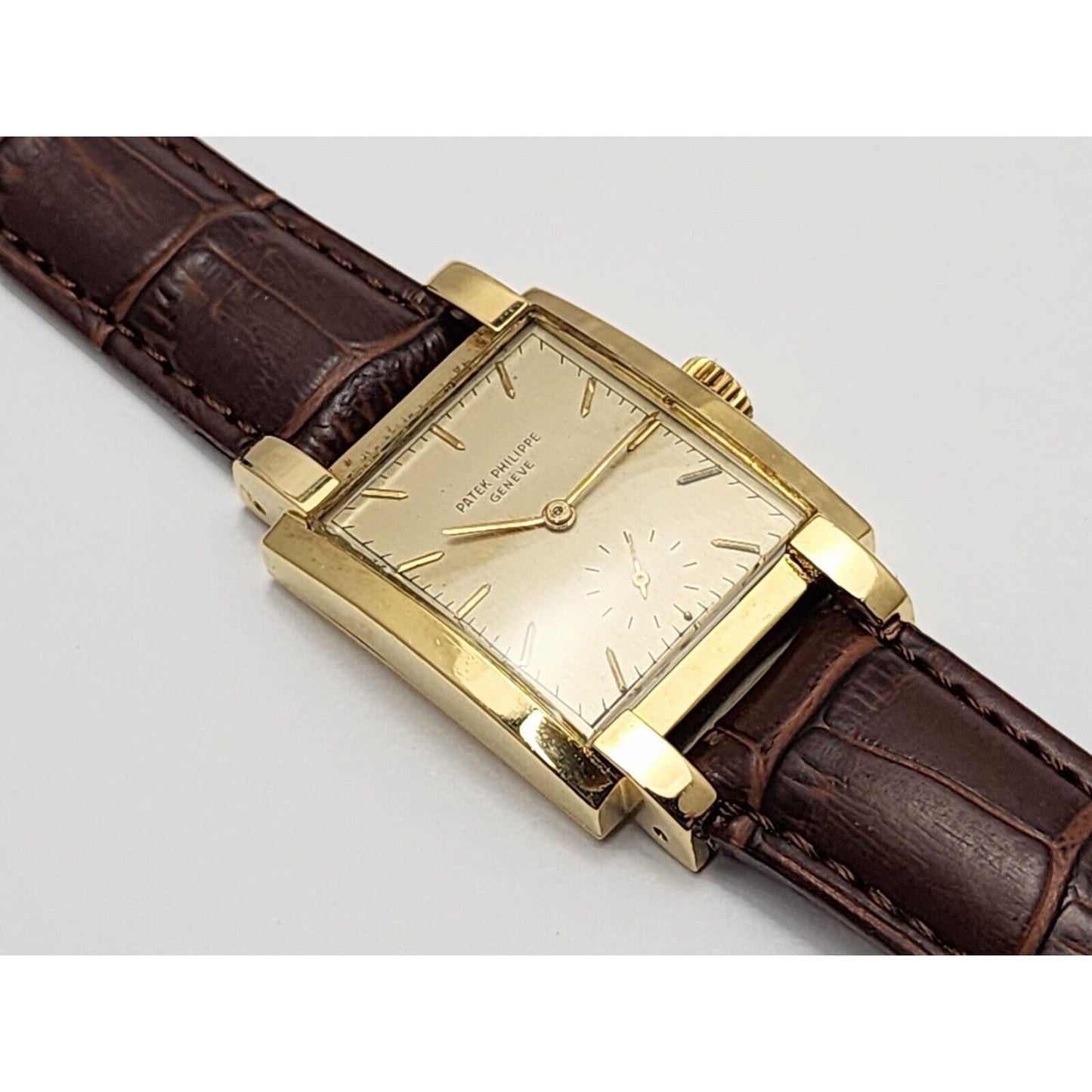 Vintage Patek Philippe 2443 Watch w/ Bold Lugs Circa 1950s 18k Gold 40mm x 26mm