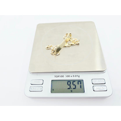 14K Two Tone Gold Diamond Cut Figaro Link ID Bracelet
