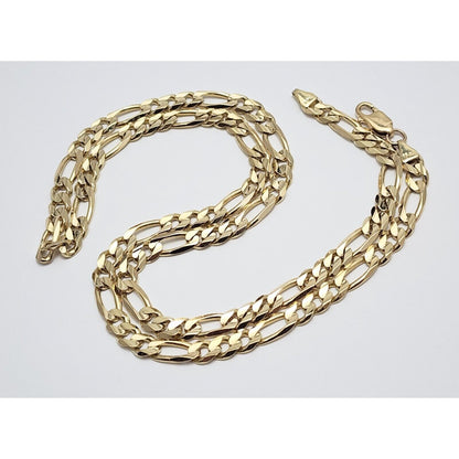 14K Yellow Gold Figaro Link Chain Necklace