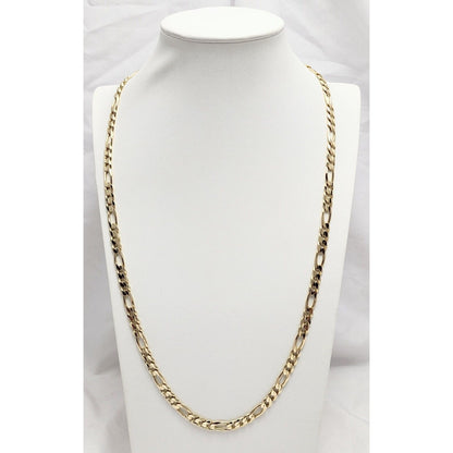 14K Yellow Gold Figaro Link Chain Necklace