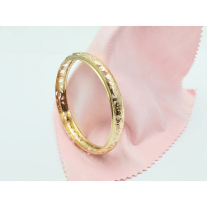 14K Yellow Gold Floral Engraved Bangle Bracelet