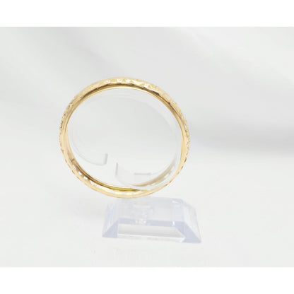 14K Yellow Gold Floral Engraved Bangle Bracelet