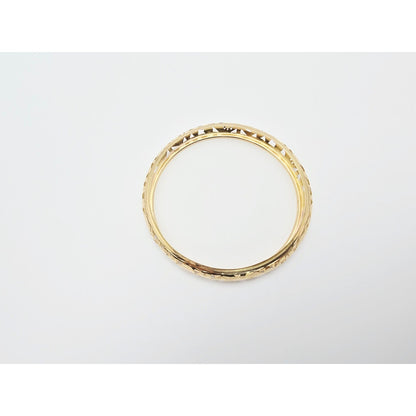 14K Yellow Gold Floral Engraved Bangle Bracelet