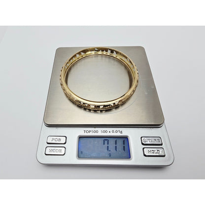 14K Yellow Gold Floral Engraved Bangle Bracelet