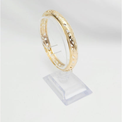 14K Yellow Gold Floral Engraved Bangle Bracelet